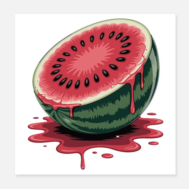  Saftige Halbierte Wassermelone Mit Tropfendem Poster 20x20 cm