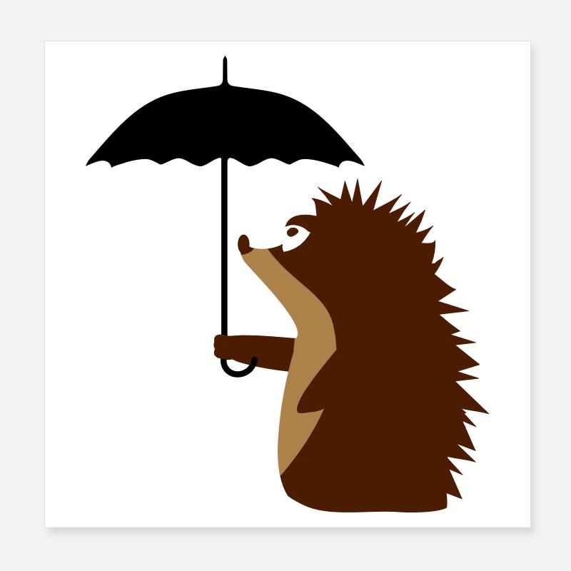 Un hérisson avec un parapluie Poster 20 x 20 cm