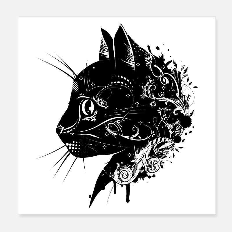 floraler Kopf einer Katze Poster 20x20 cm