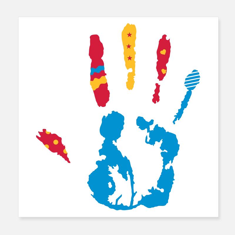 Une empreinte de la main coloré avec diverses Poster 20 x 20 cm
