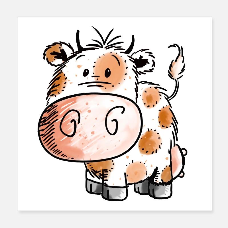 bébé vache douce - Vache - Vaches - enfant - bébé - naissance Poster 20 x 20 cm