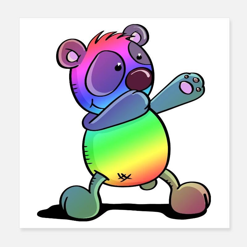 Bunter Pandabär - Dab Dance - Dabbing - Panda Poster 20x20 cm