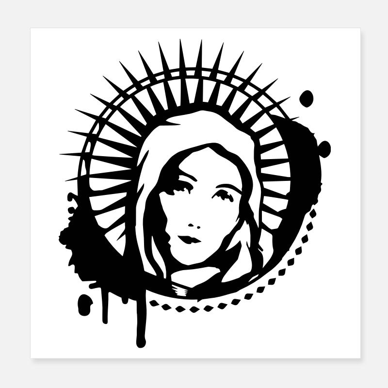 Holy Mary portrait graffiti stencil Poster 8" x 8" (20x20 cm)