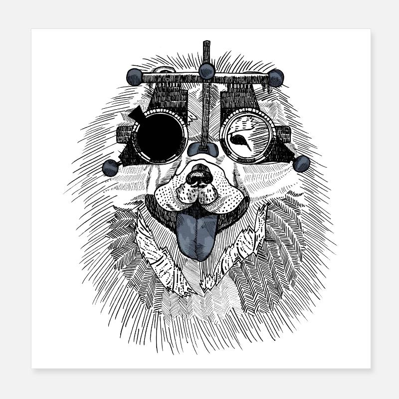 Augenoptiker Hund mit Messbrille Poster 20x20 cm