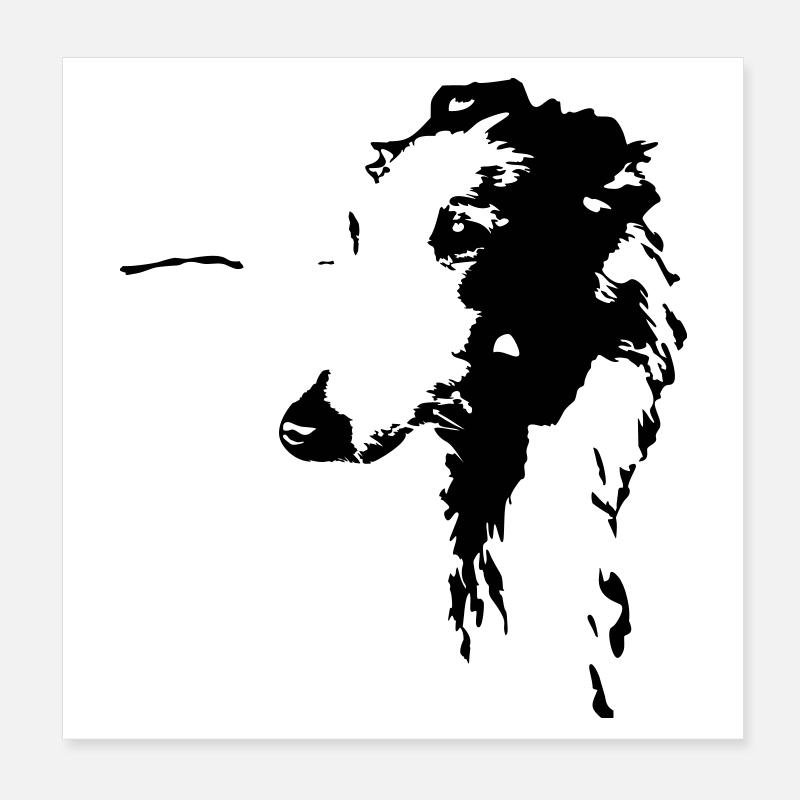 Tête de Barzoï Poster 20 x 20 cm