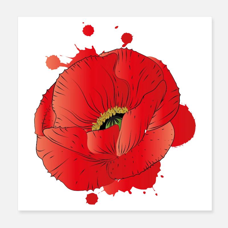 große Blüte eines Klatschmohns als Graffiti Poster 20x20 cm
