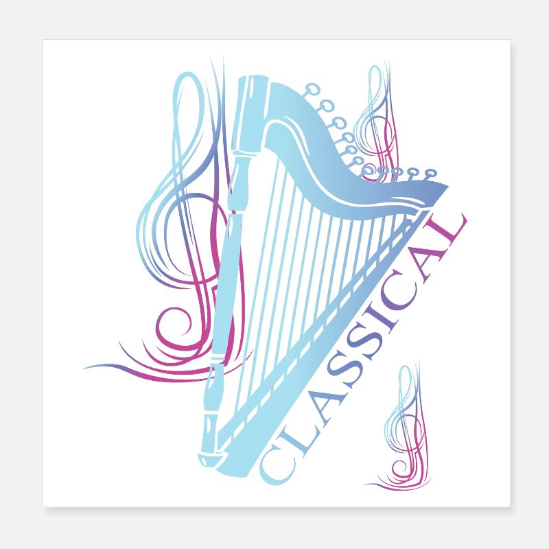 Classical Harp Music Poster 8" x 8" (20x20 cm)