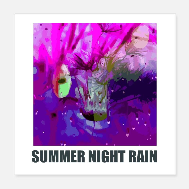 Summer NightRain Abstract Poster 8" x 8" (20x20 cm)