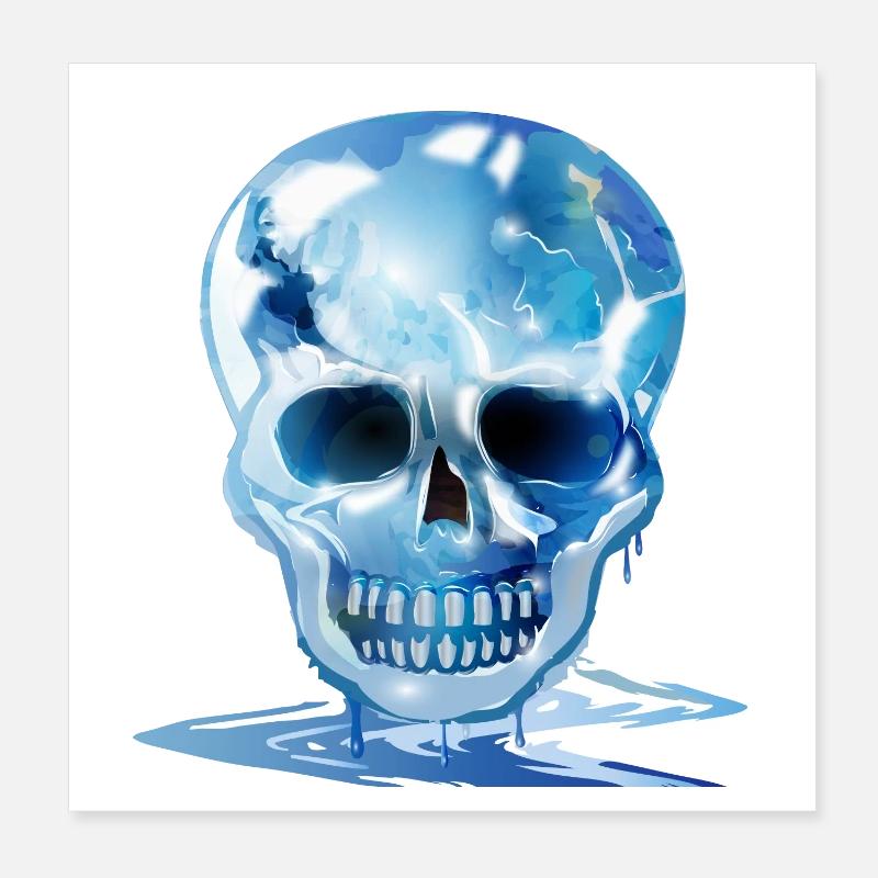 extravaganter schmelzender Totenkopf in Eis Farben Poster 20x20 cm