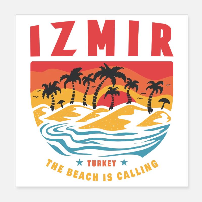 Izmir Turkey palm design Poster 8" x 8" (20x20 cm)