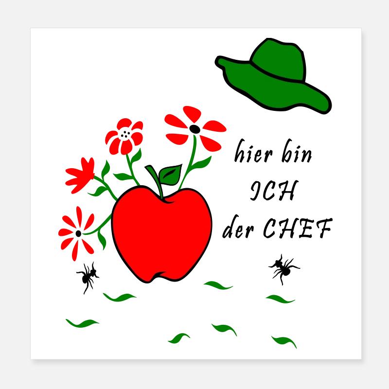Garten, Apfel, Ameisen - Poster 20x20 cm - Weiß