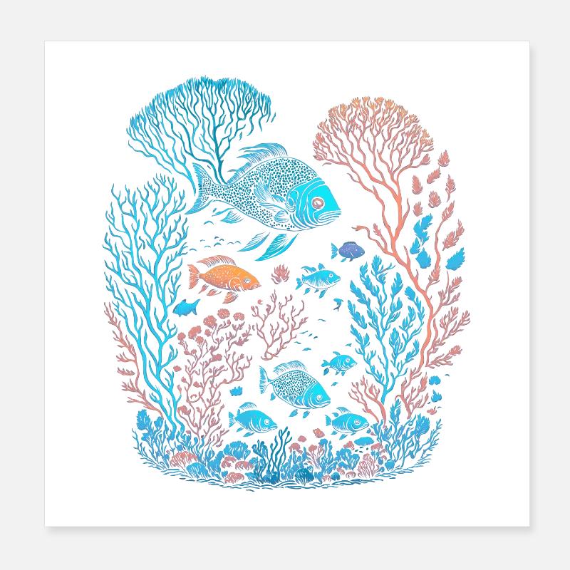 Fish and the seabed Poster 8" x 8" (20x20 cm)