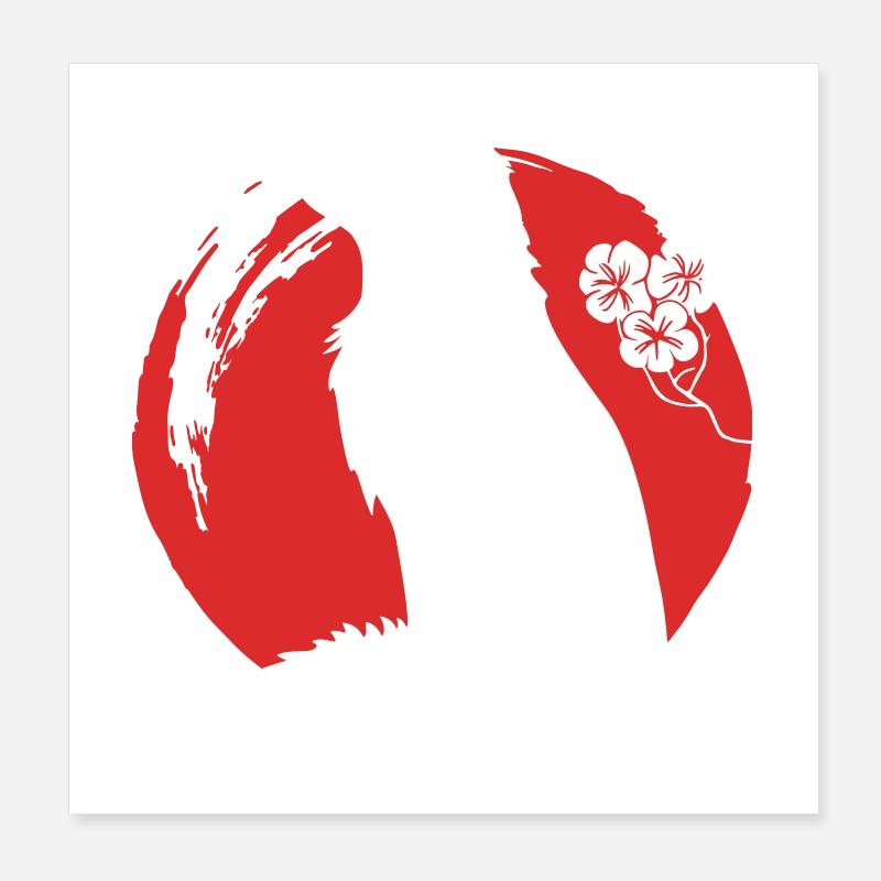 Fuchs Silhouette Japanisch Poster 20x20 cm