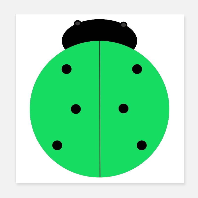 Coccinelle Verte à Points Noirs Poster 20 x 20 cm