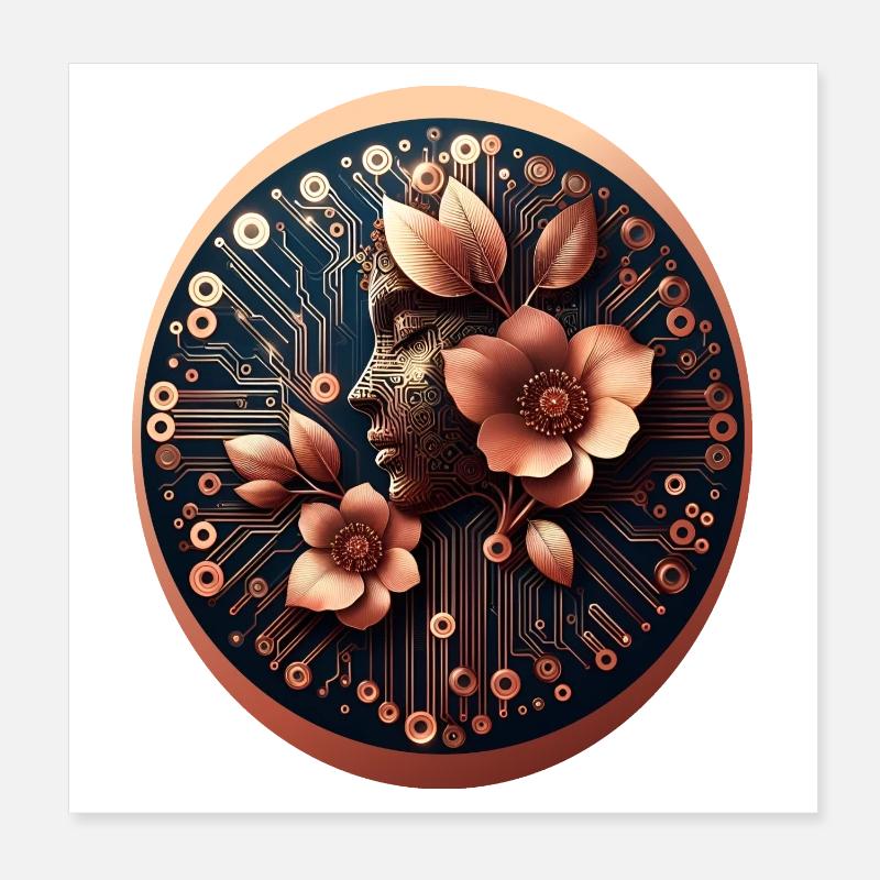 Bio Technologie KI Design Blumen Poster 20x20 cm