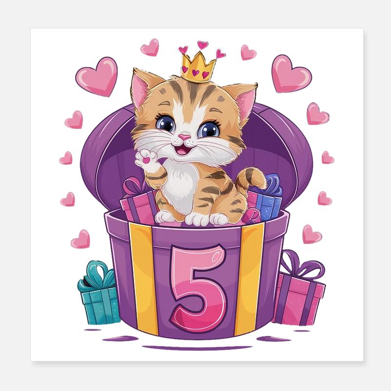 Chat mignon - 5e anniversaire - 5 ans Poster 20 x 20 cm