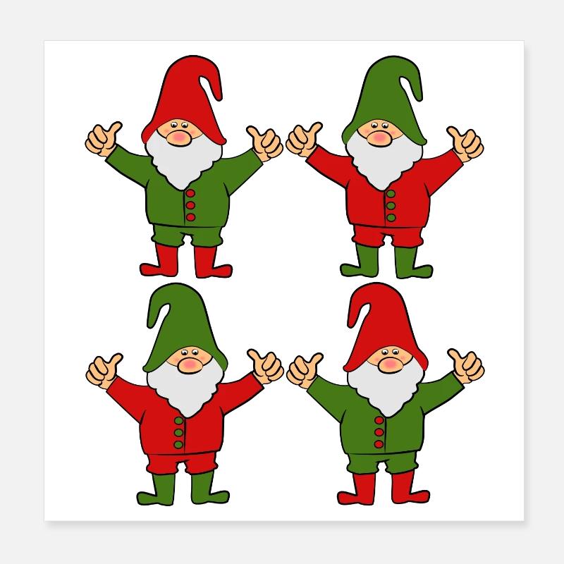 Nains gnomes Poster 20 x 20 cm