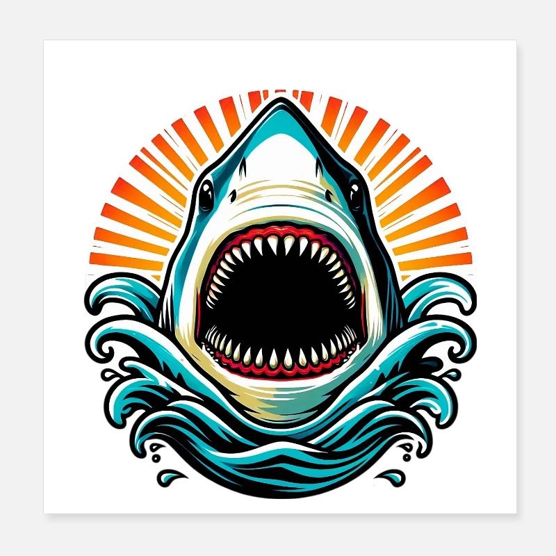 Shark Poster 8" x 8" (20x20 cm)
