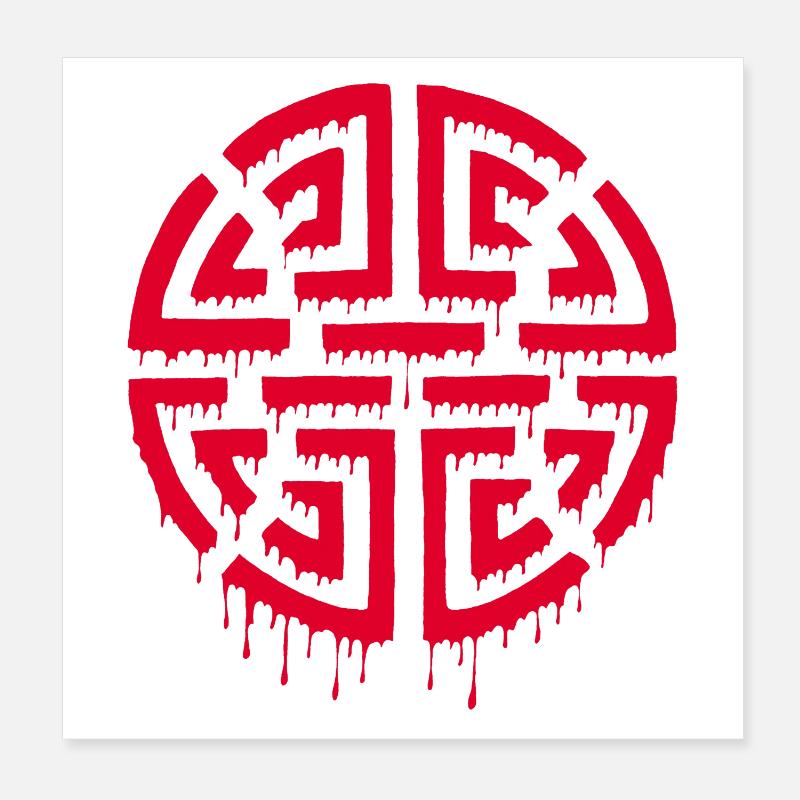 Graffiti eines roten Labyrinths Poster 20x20 cm