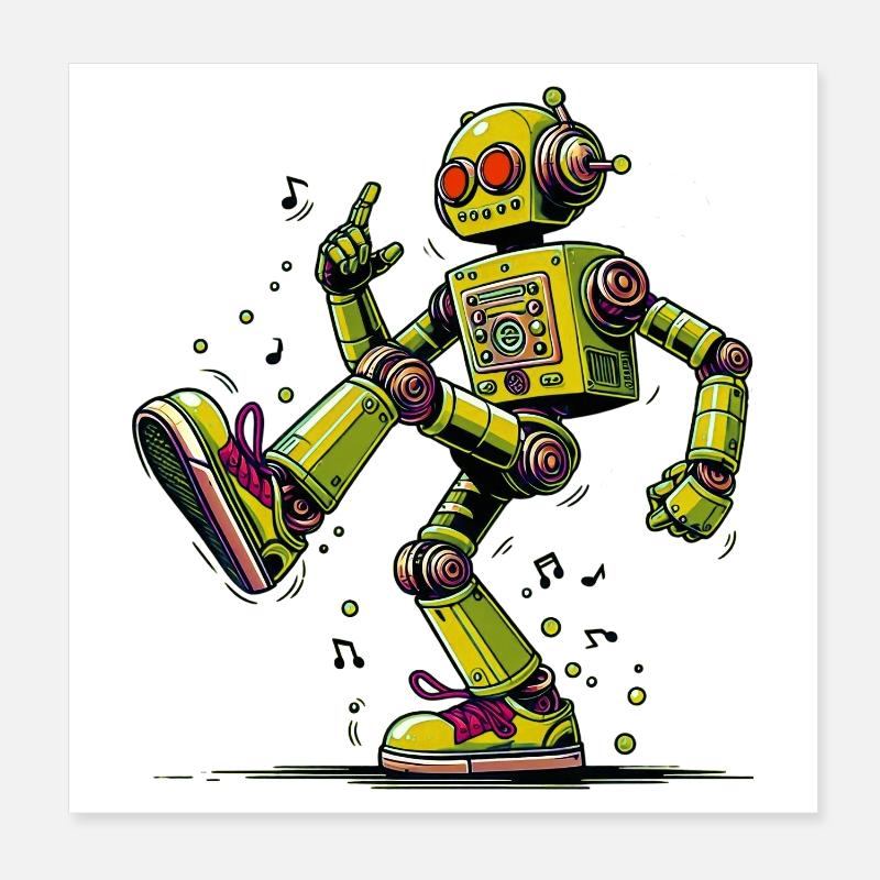 Extraterrestrial alien robot dances Poster 8" x 8" (20x20 cm)