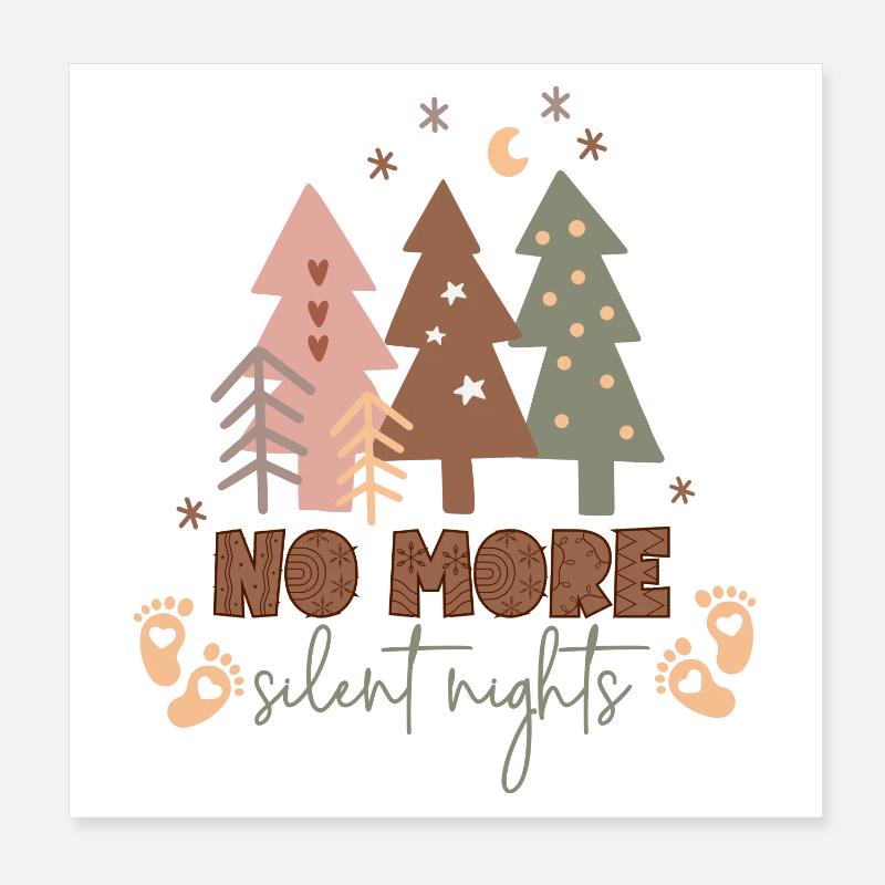 Boho Funny Christmas Pregnancy Annoucement Poster 8" x 8" (20x20 cm)