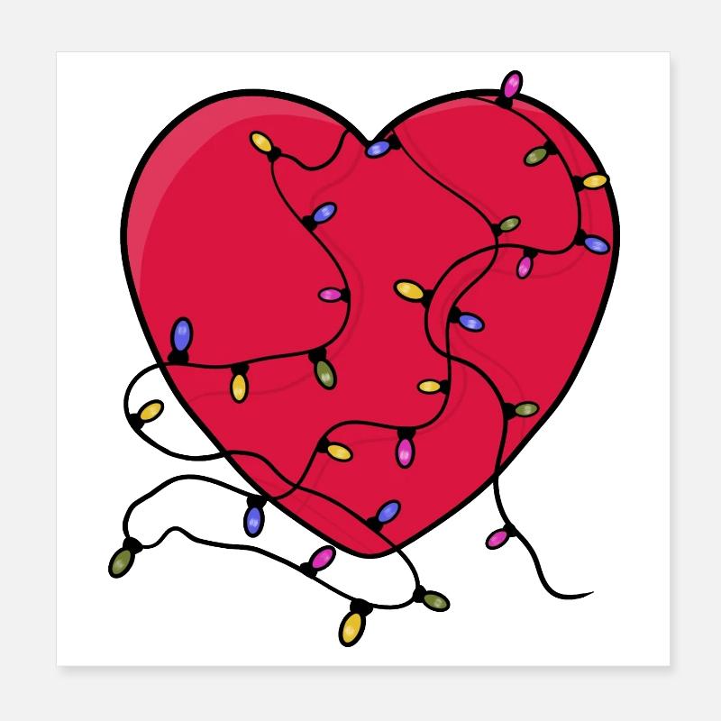 Coeur éclairé Poster 20 x 20 cm