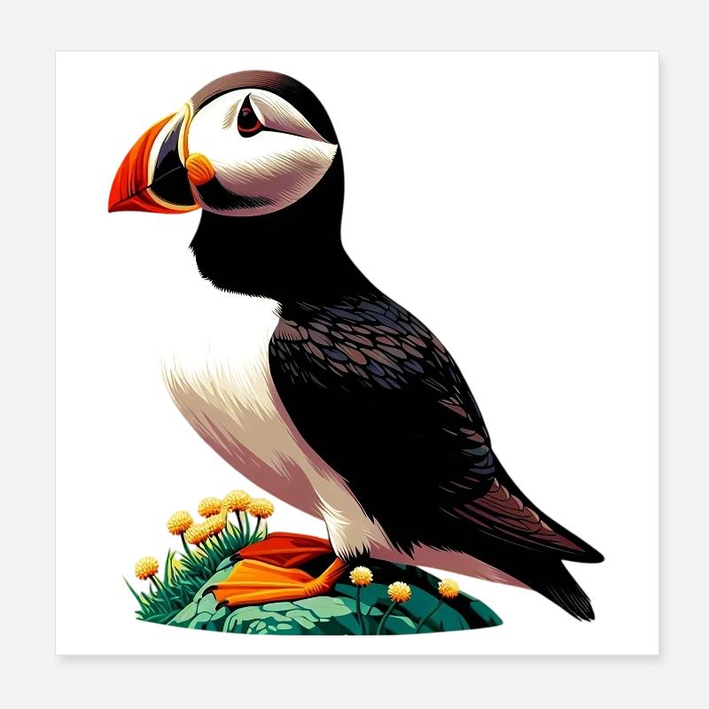 Puffin Poster 8" x 8" (20x20 cm)