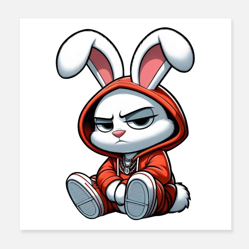 lapin hiphop capuche Poster 20 x 20 cm