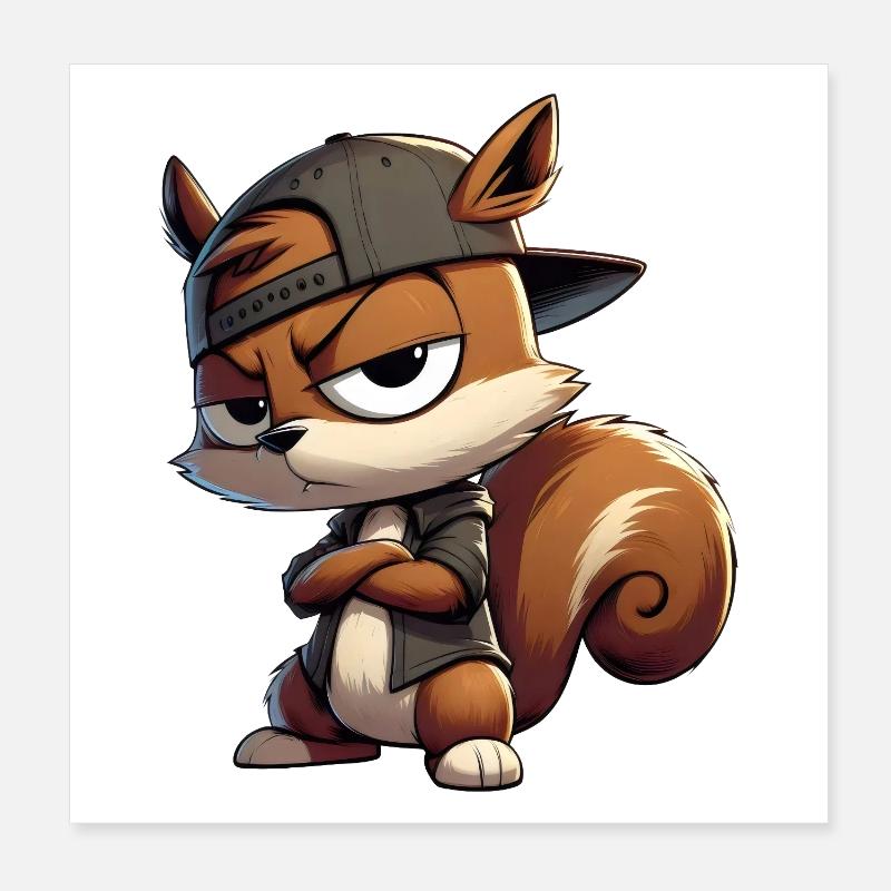 Eichhörnchen Hiphop Kappe Poster 20x20 cm