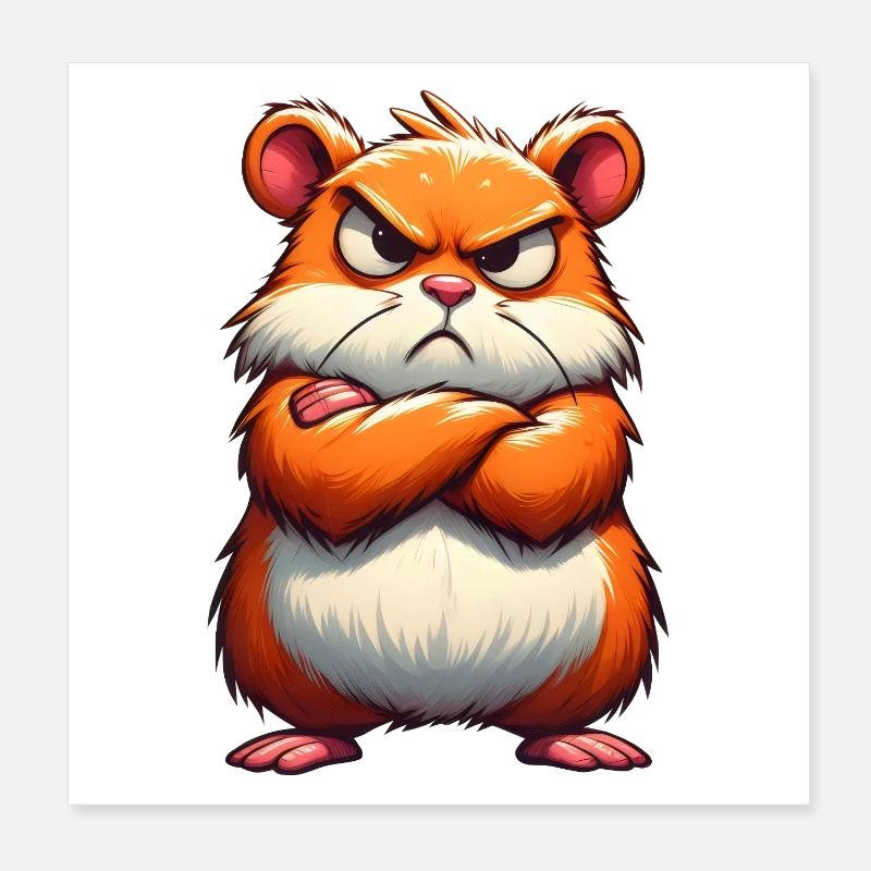 Grumpy hamster disgruntled Poster 8" x 8" (20x20 cm)