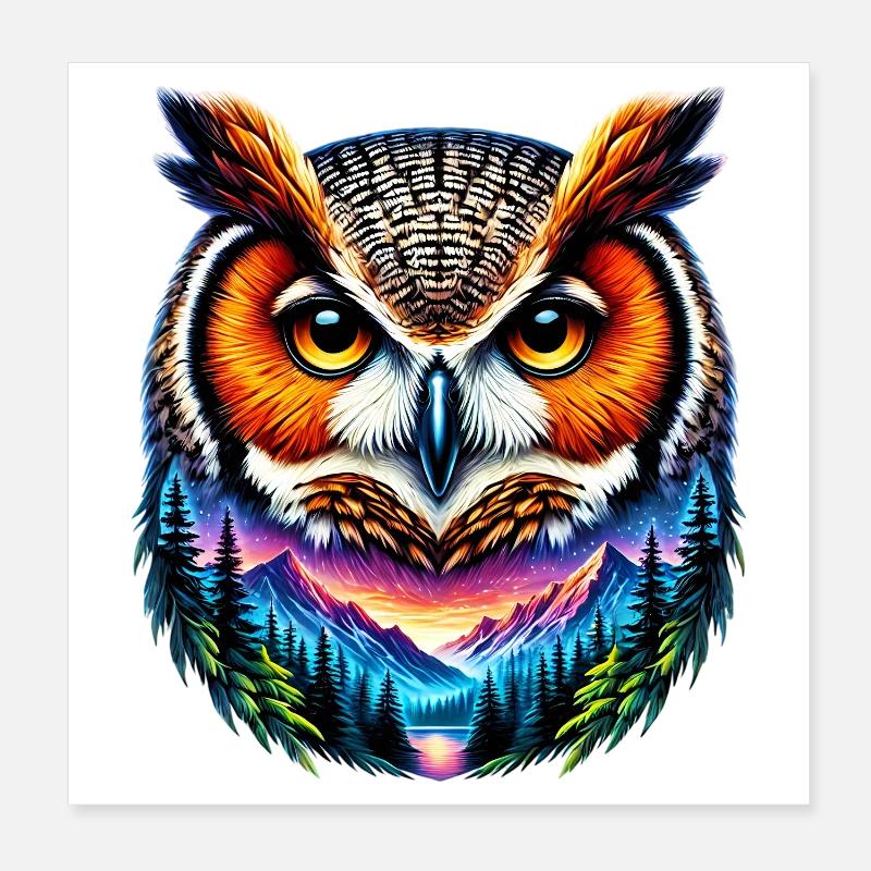 Eule Poster 20x20 cm