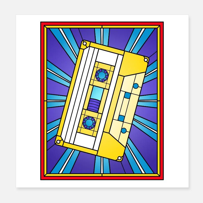 Retro Cassette Tape Pop Art Design Poster 8" x 8" (20x20 cm)