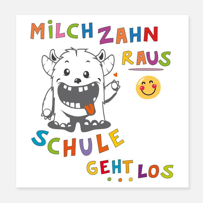 Schule Einschulung Monster Poster 20x20 cm