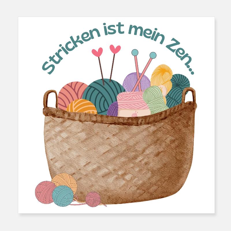 Garnkorb Zen: Stricken-Traum Poster 20x20 cm