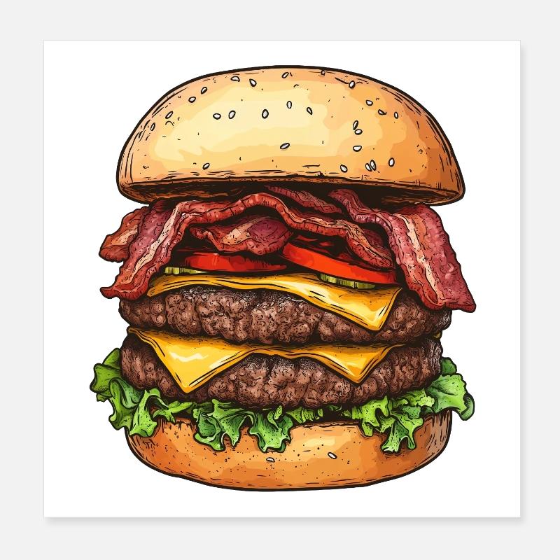 Cheeseburger double bacon :) Poster 20 x 20 cm