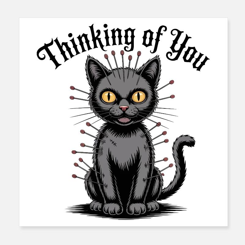 Chat vaudou qui pense à vous Poster 20 x 20 cm