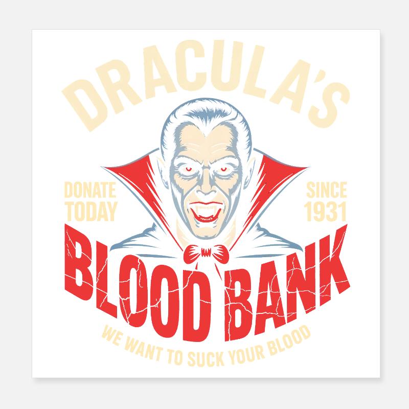 Dracula Banque de sang Vampire Humour Poster 20 x 20 cm