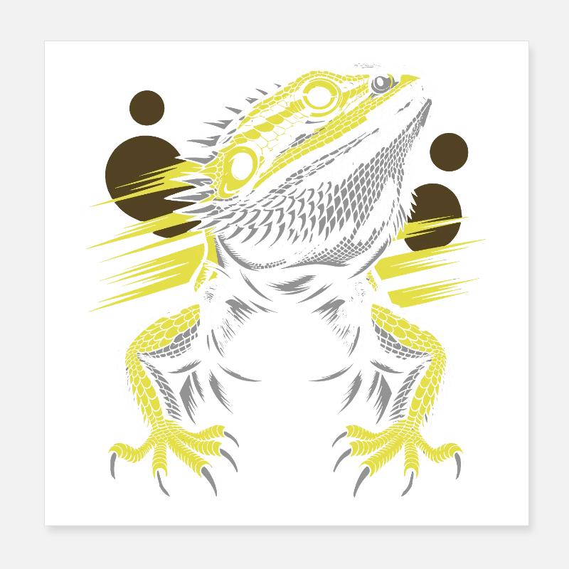 Dragon Head Bearded Dragon Lizard Poster 8" x 8" (20x20 cm)