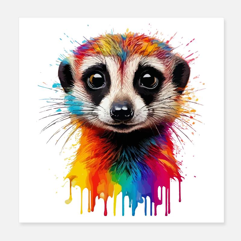 Impression de portrait de suricate coloré Poster 20 x 20 cm