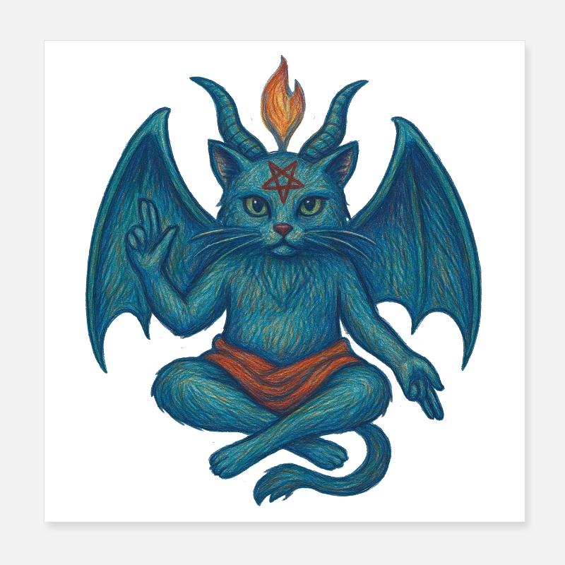 Cat Baphomet  Poster 8" x 8" (20x20 cm)