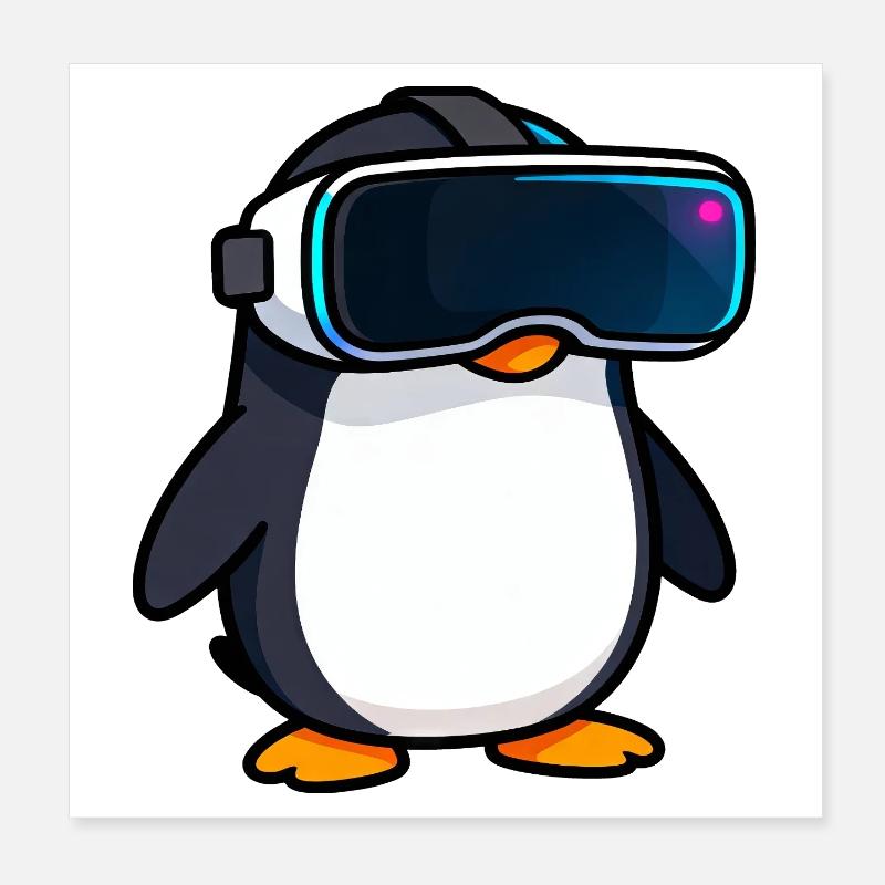 Nerdy Penguin VR Gaming PC Gamer Design Poster 20 x 20 cm