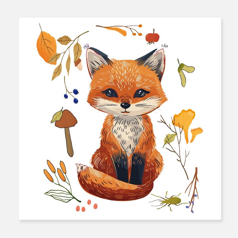 Fuchs im Wald Poster 20x20 cm