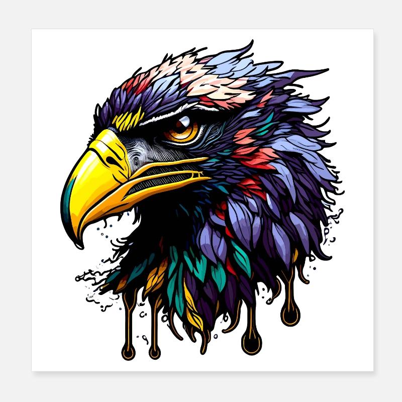 Bunter Adler mit hellen Federn Poster 20x20 cm