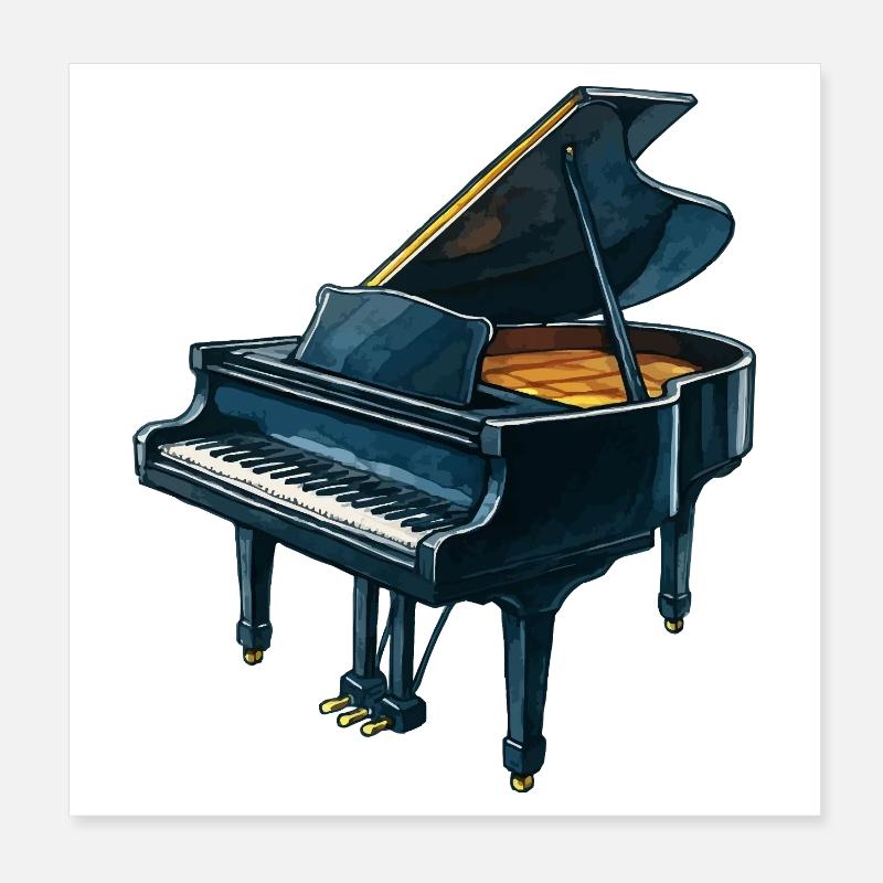 Piano à queue de concert bleu Poster 20 x 20 cm