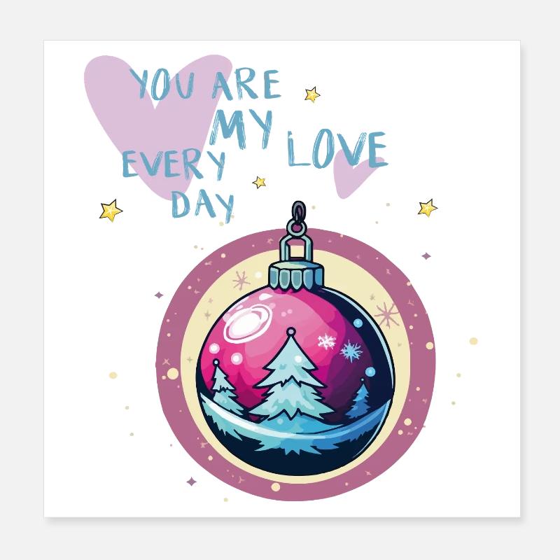 Christmas Ball Love Poster 8" x 8" (20x20 cm)