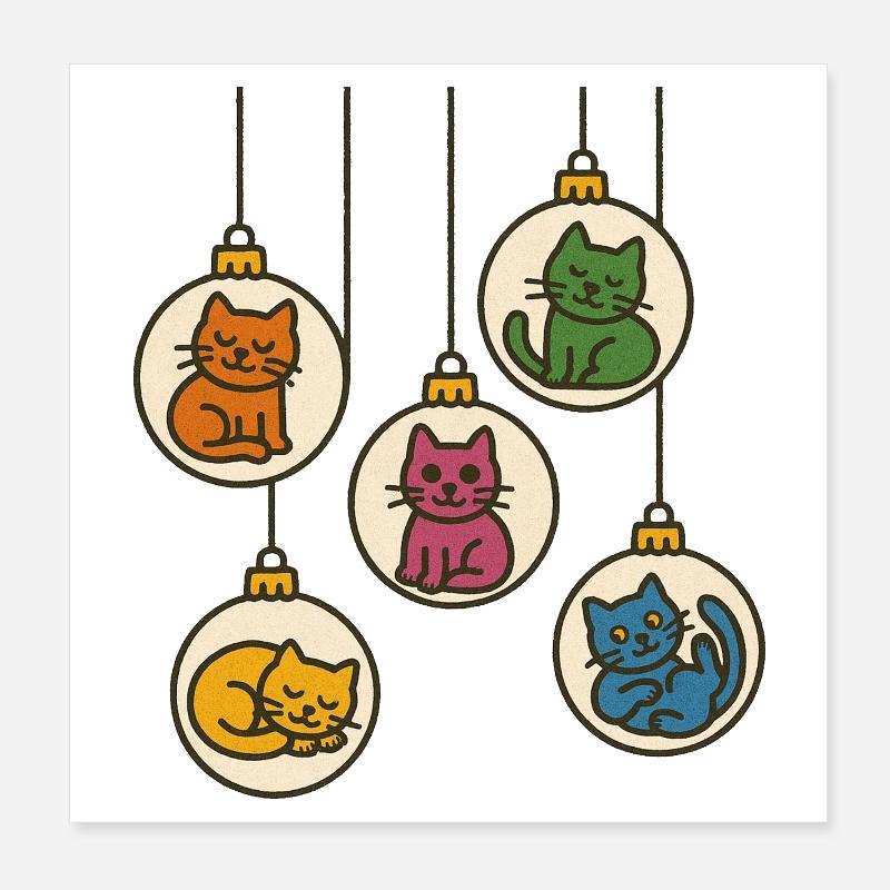 Défilé de boules de cinq chats Poster 20 x 20 cm