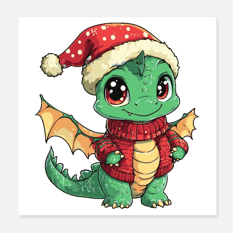 Noël du dragon Poster 20 x 20 cm