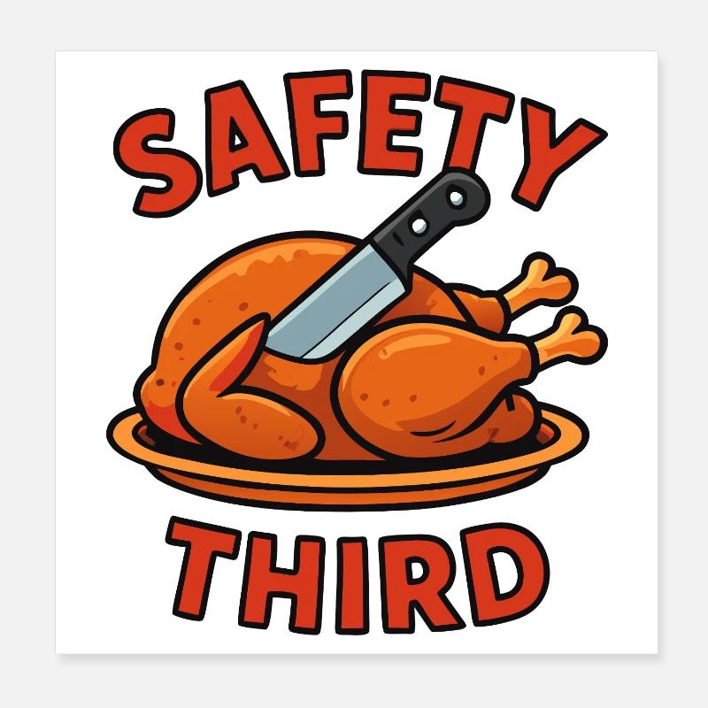 Safety Third Funny Sarcastic Thanksgiving Siche Poster 8" x 8" (20x20 cm)