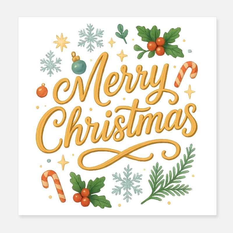 Lettrage de joyeux Noël - Poster 20 x 20 cm - blanc