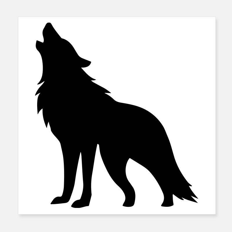 Silhouette de loup Poster 20 x 20 cm